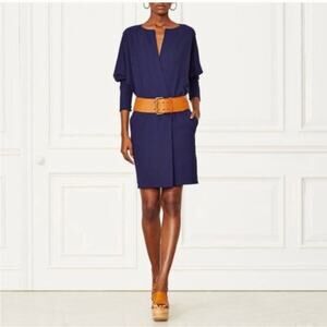 Ralph Lauren Purple Label Runway Collection Wool Blend Navy Dress NWT